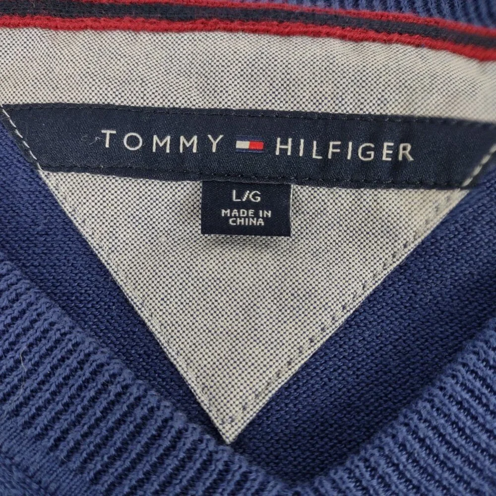 Tommy Hilfiger Men's Blue, 100% Cotton Pullover Crewneck Sweater. Size Large - Picture 12 of 13